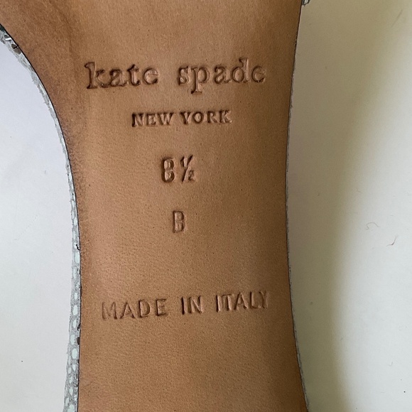 KATE SPADE Metallic Silver Dot Print Ankle Strap Heels Size 8.5 - Picture 8 of 10